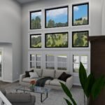 Plan 288-0267 interior view of a living room with large windows
