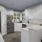 Plan 288-0267 kitchen with white cabinets and granite countertops