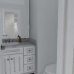 Plan 288-0267 bathroom with vanity and large mirror