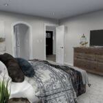 Plan 288-0267 primary bedroom with dresser and wall-mounted TV