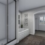Plan 288-0267 primary bathroom with shower and soaking tub