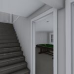 Plan 288-0267 interior view with stairs and game room entrance