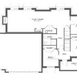 Plan 288-0268 floor plan layout with family room and three bedrooms