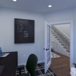 Plan 288-0268 interior view of a home office with desk and staircase