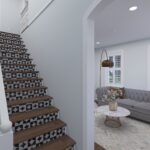 Plan 288-0268 interior view with staircase and living area