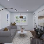 Plan 288-0268 interior view of a living room with large windows