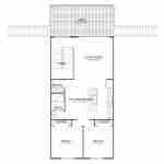 Plan 288-0088 main level floor plan with living room and two bedrooms