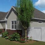 Plan 288-0151 Front right view with gable roof and landscaped yard