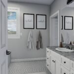 Plan 288-0151 primary bathroom with double sinks and large windows