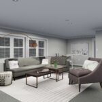 Plan 288-0151 interior view of a modern living room with large windows