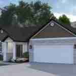 Plan 288-0099 Front view with gable roof and stone accents