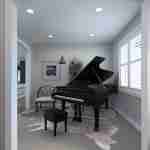Plan 288-0099 interior view featuring a grand piano and natural light