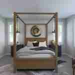 Plan 288-0099 primary bedroom with four-poster bed and large windows