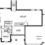 Plan 288-0155 basement level floor plan with family room and bedrooms