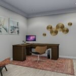 Plan 288-0155 interior view of a modern home office with desk and decor