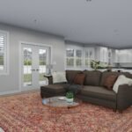 Plan 288-0155 living room with large windows and open layout