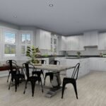 Plan 288-0155 kitchen with dining area and large windows