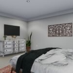 Plan 288-0155 primary bedroom with a dresser and wall-mounted TV
