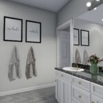 Plan 288-0155 primary bathroom with double vanity and large mirrors