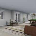 Plan 288-0155 interior view of a spacious living area with pool table