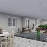 Plan 288-0155 open living area with dining and game space