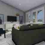 plan 288-0056 rear left angle living area rendering