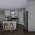plan 288-0056 side view kitchen island and dining area rendering