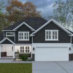 Plan 288-0270 Front view with gable roof and two-car garage
