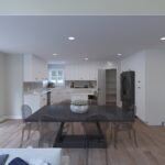 Plan 288-0270 open kitchen with dining area and modern cabinetry