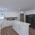 Plan 288-0270 modern kitchen with white cabinetry and large island