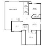 Plan 288-0270 upper level floor plan layout with three bedrooms and loft