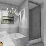 plan 288-0214 master bathroom tub and shower rendering