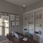 Plan 288-0240 interior view of a home office with built-in shelves