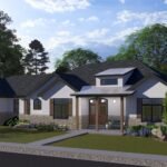 Plan 288-0242 Front view with stone accents and gable roof