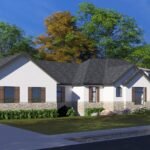 Plan 288-0242 Front view with stone accents and gable roof design