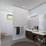 Plan 288-0242 primary bathroom with double vanity and large windows