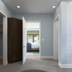 Plan 288-0242 interior view of a bathroom with closet and bedroom access