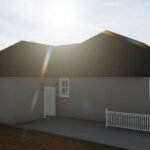 Plan 288-0171 Rear view of a house with a gable roof and porch