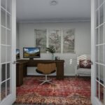 Plan 288-0171 interior view of a home office with a desk and maps