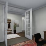 Plan 288-0171 interior view of office with double doors and desk