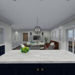 Plan 288-0171 kitchen with island and open living area view