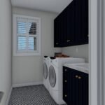 Plan 288-0171 laundry room with washer, dryer, and dark cabinetry