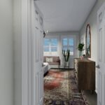 Plan 288-0171 interior view of a bedroom with large windows and decor