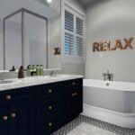 Plan 288-0171 primary bathroom with dual sinks and freestanding tub