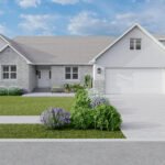 Plan 288-0247 Front view of a modern home with stone accents and