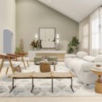 Plan 288-0247 interior view of a modern living room with vaulted ceiling