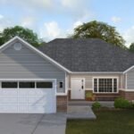Plan 288-0174 Front view of a single-story home with a gable roof and