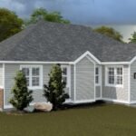 Plan 288-0174 Rear right view of a single-story home with gable roof