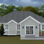 Plan 288-0174 Front view with porch and large windows