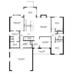 Plan 288-0174 main level floor plan with open living and three bedrooms